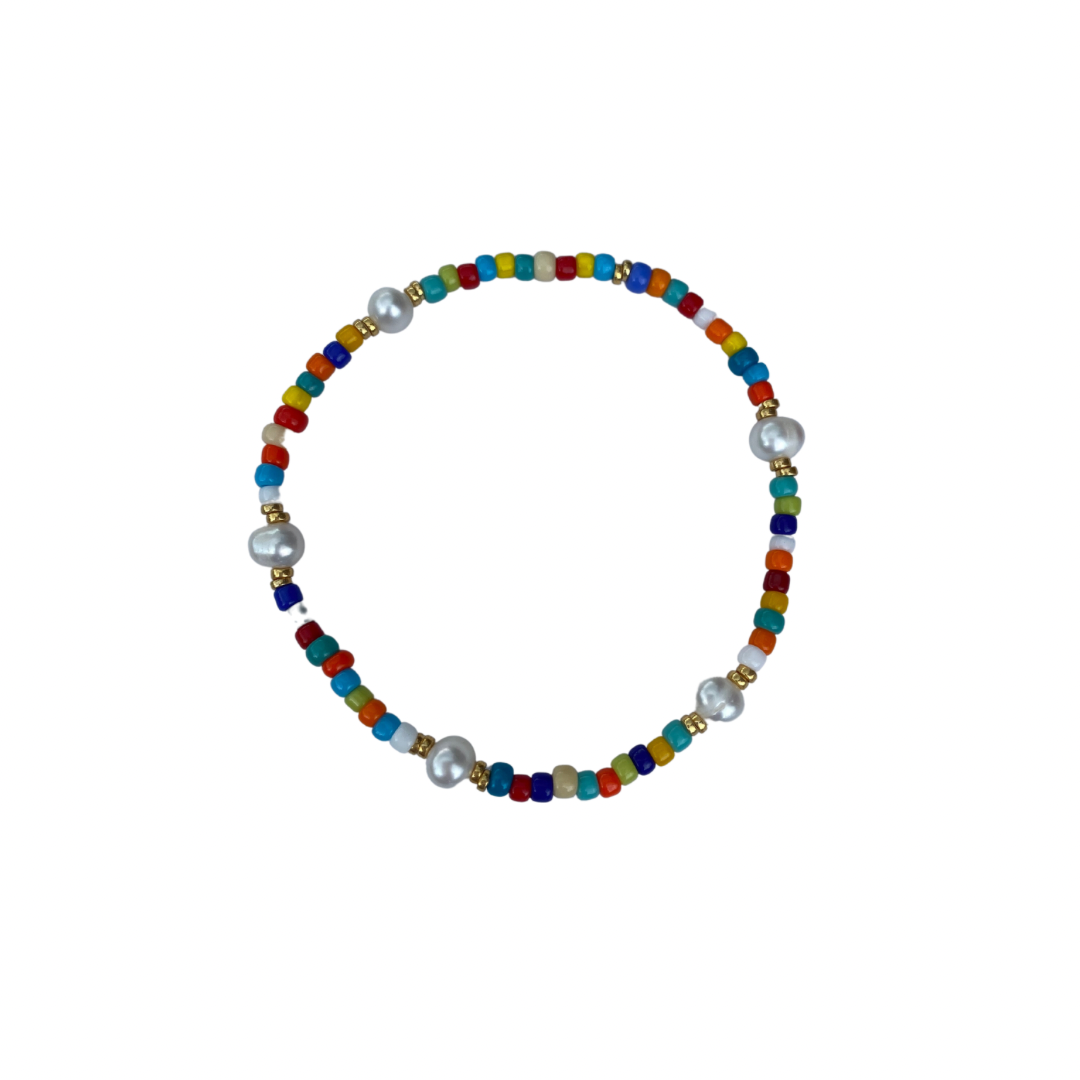 pearl rainbow anklet