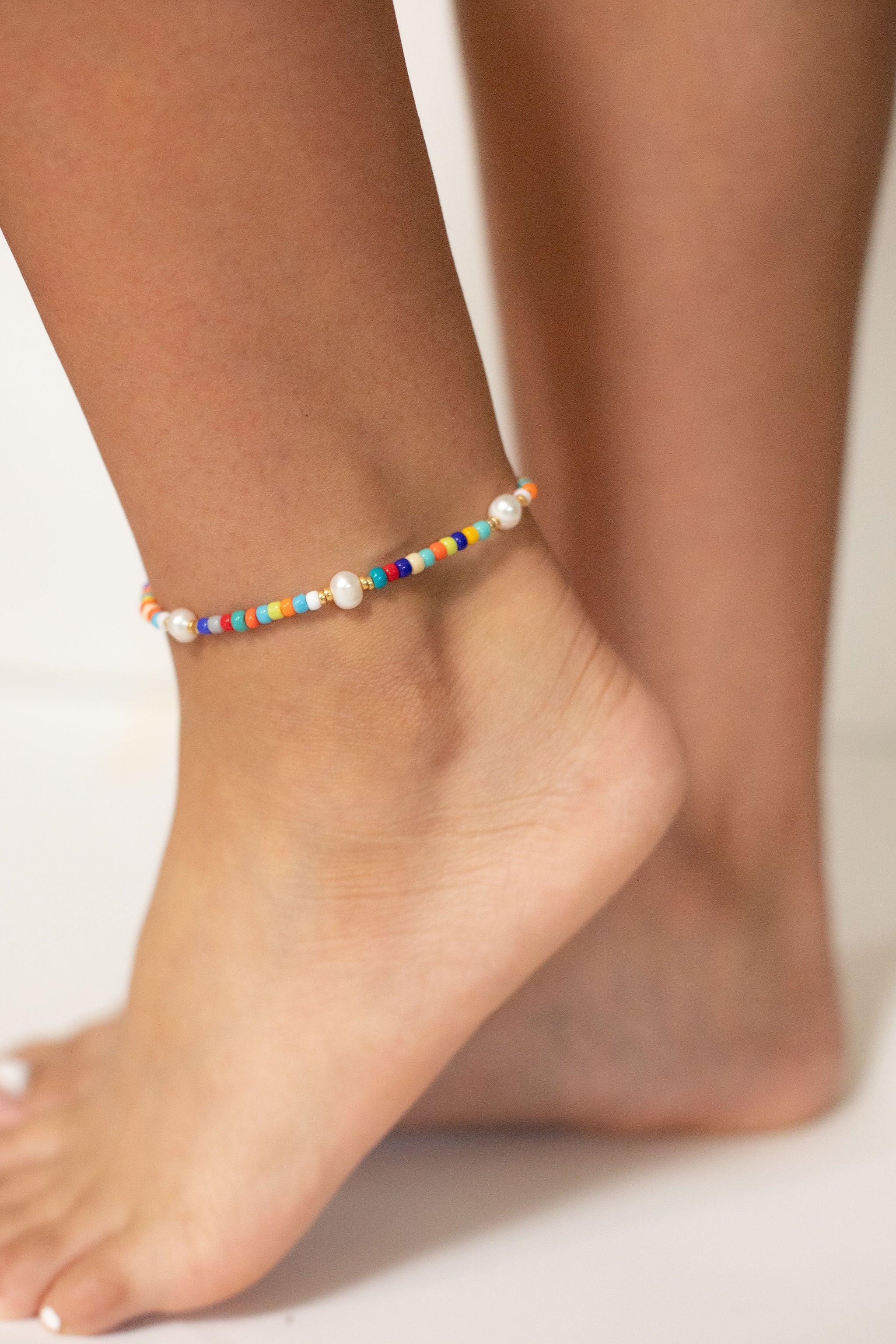 pearl rainbow anklet