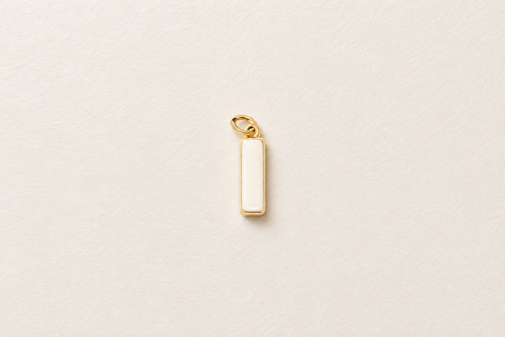 rectangular bezel shell pearl charm