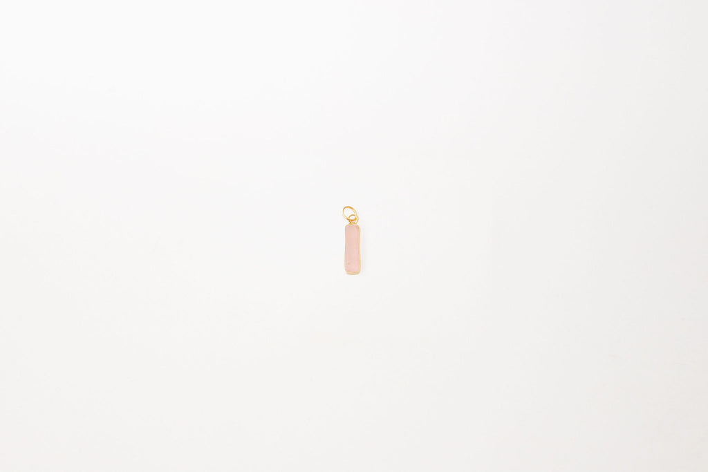 rectangular bezel rose quartz charm