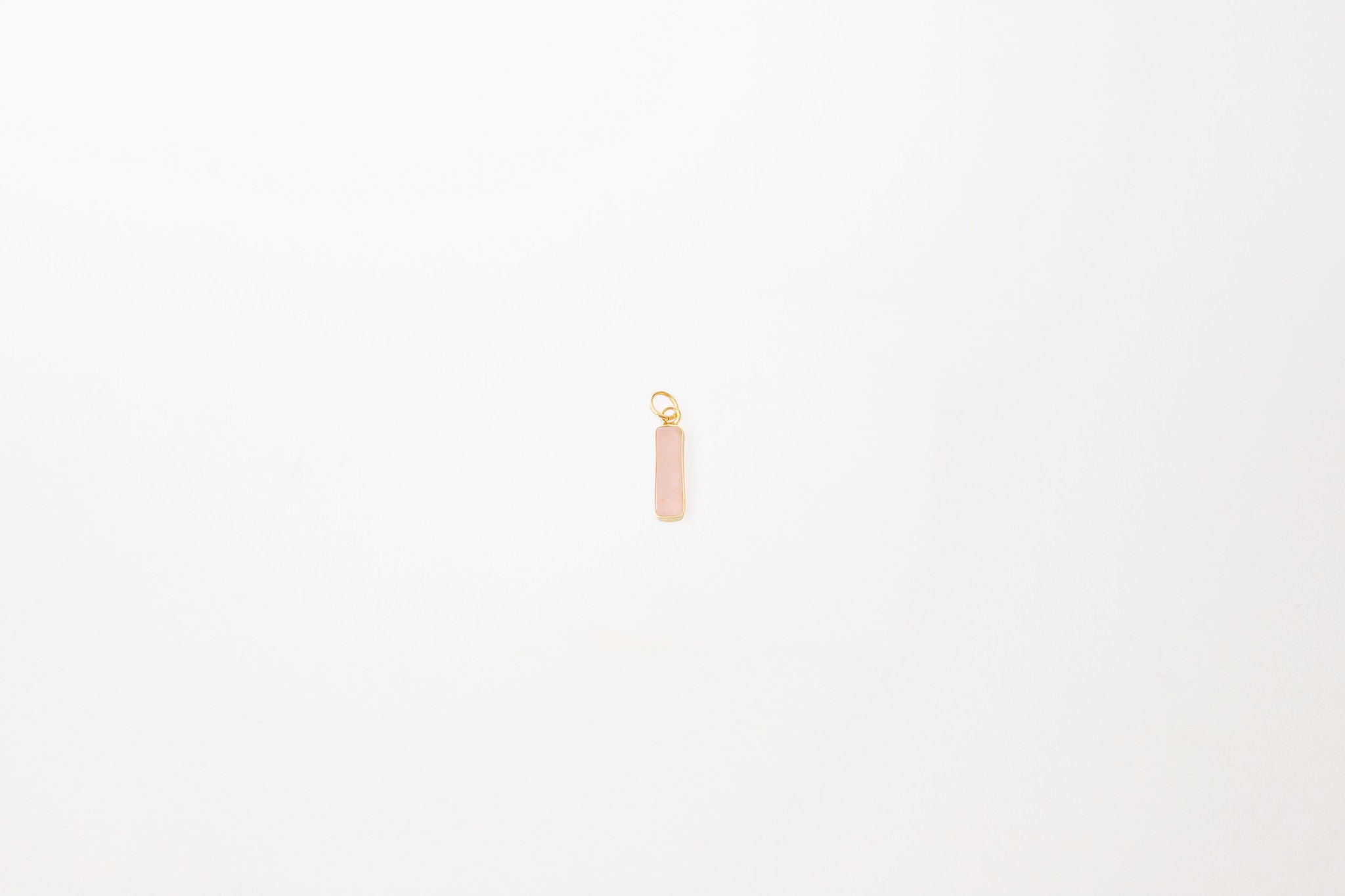 rectangular bezel rose quartz charm
