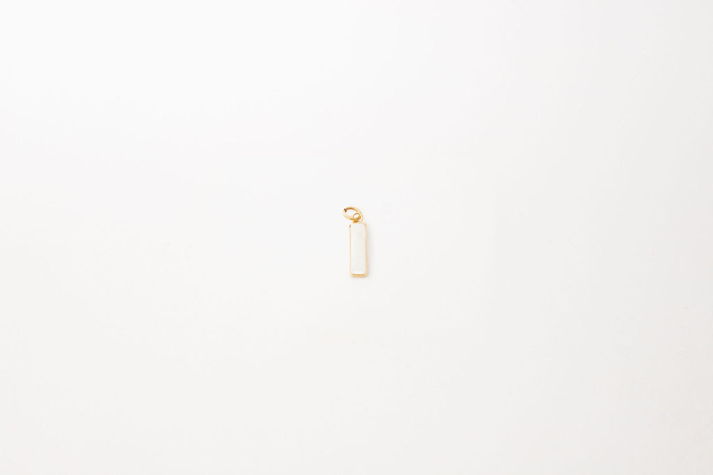 rectangular bezel shell pearl charm