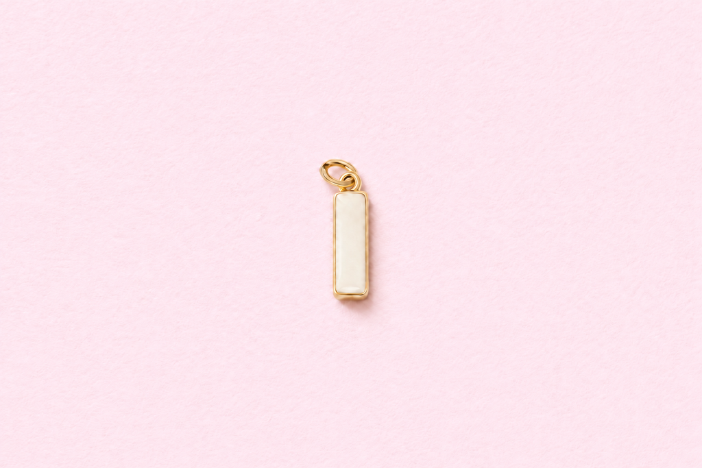 rectangular bezel shell pearl charm
